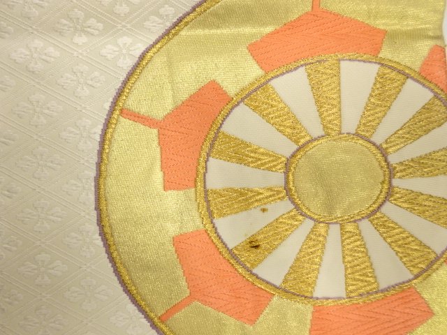  アンティーク　源氏車模様織り出し袋帯（材料）